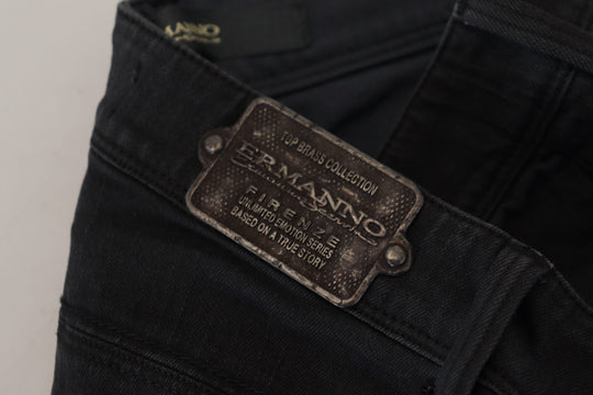 Ermanno Scervino Schwarze Baumwolle Slim Fit Damen Denim Jeans