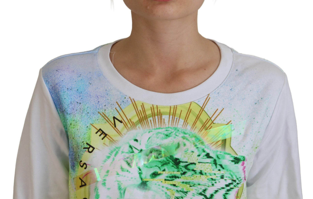 Versace Jeans Eleganter weißer Grafik-Rundhals-Pullover - Léoré