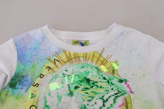 Versace Jeans Eleganter weißer Grafik-Rundhals-Pullover - Léoré
