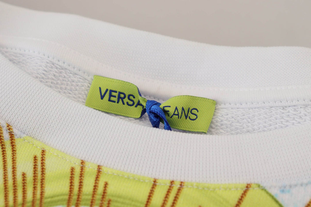 Versace Jeans Eleganter weißer Grafik-Rundhals-Pullover - Léoré