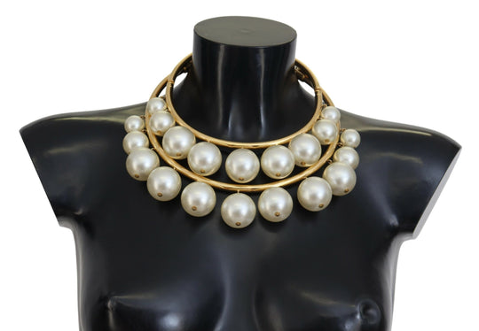 Dolce & Gabbana Elegantes mit Kunstperlen verziertes goldenes Kropfband