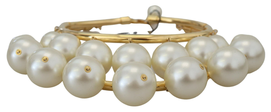 Dolce & Gabbana Elegantes mit Kunstperlen verziertes goldenes Kropfband