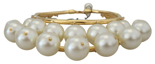 Dolce & Gabbana Elegantes mit Kunstperlen verziertes goldenes Kropfband