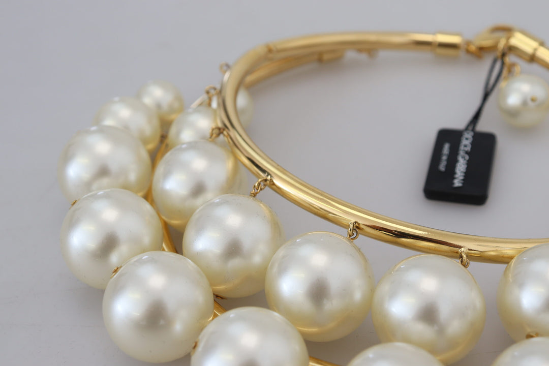Dolce & Gabbana Elegantes mit Kunstperlen verziertes goldenes Kropfband