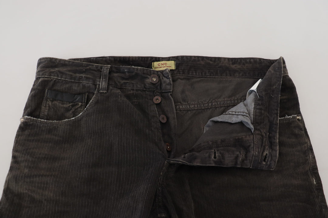 Costume National Grauer Baumwollcord Herren Freizeitjeans