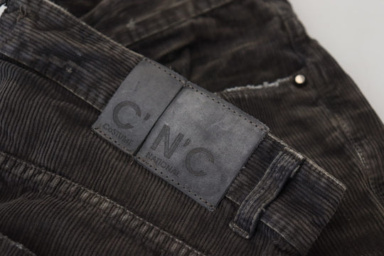 Costume National Grauer Baumwollcord Herren Freizeitjeans