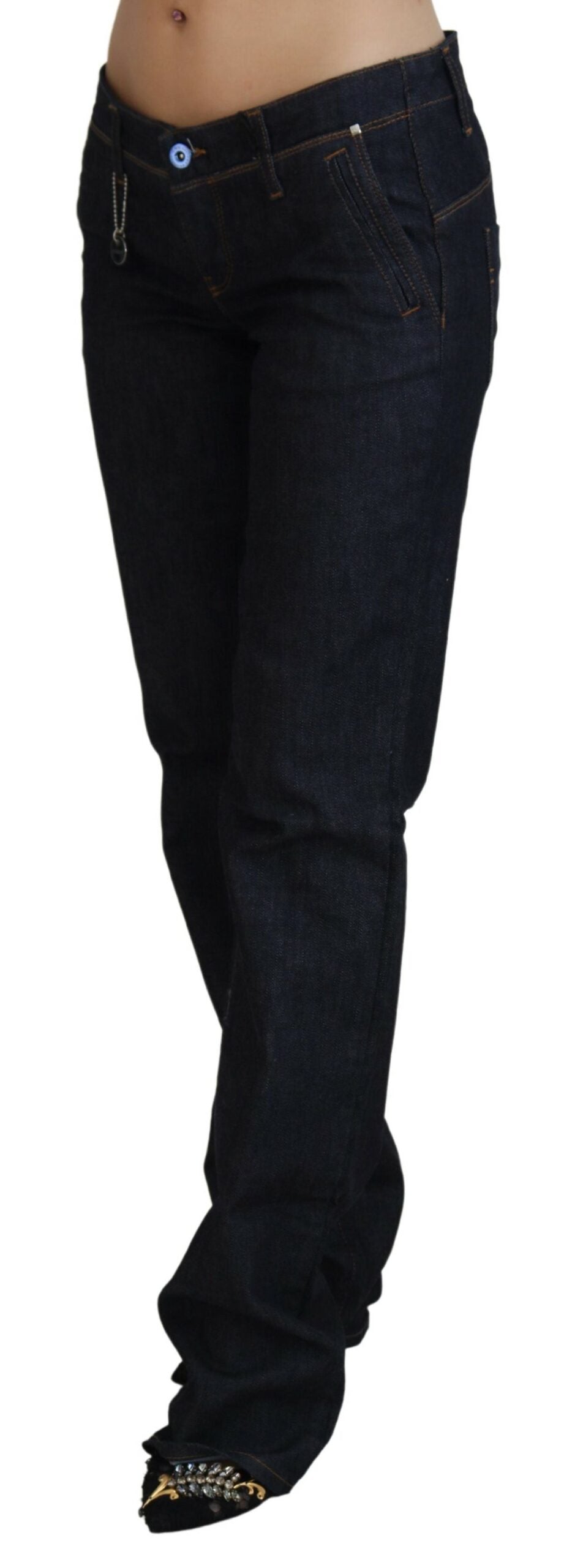 Costume National Blaue Low Waist Straight Denim Hosen Jeans