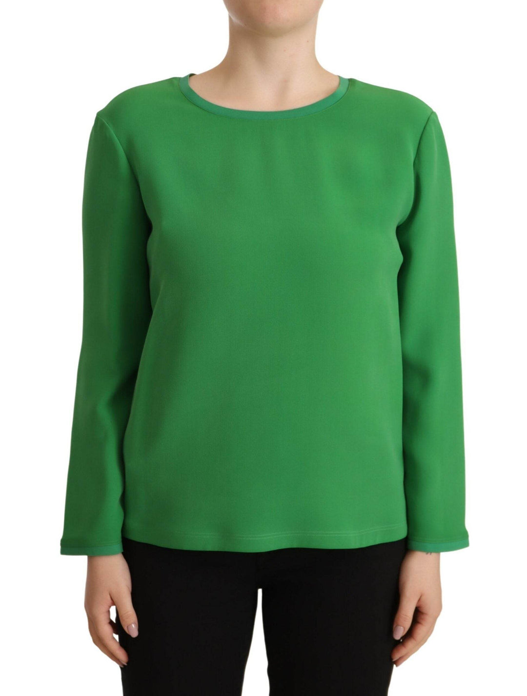 Armani Eleganter langärmeliger Pullover aus Seide in sattem Grün - Léoré