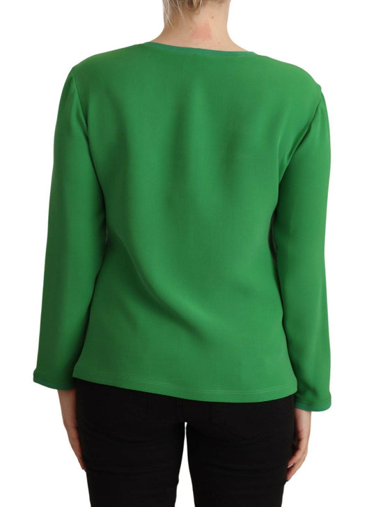 Armani Eleganter langärmeliger Pullover aus Seide in sattem Grün - Léoré