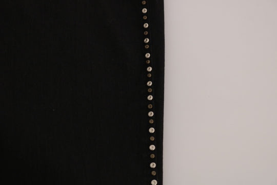 Costume National Schwarze verzierte Skinny Denim Jeans mit mittlerer Taille