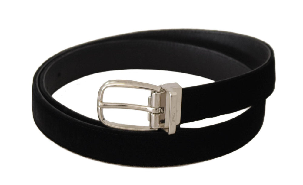Dolce & Gabbana Eleganter schwarzer Samtgürtel mit Logoschnalle - Léoré