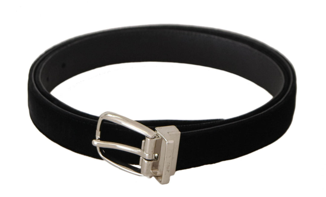 Dolce & Gabbana Eleganter schwarzer Samtgürtel mit Logoschnalle - Léoré