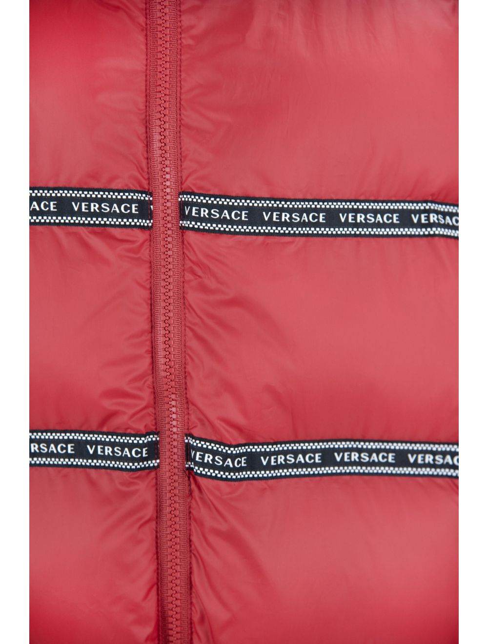 Elegante rote Versace Logo-Weste mit abnehmbarer Kapuze - Léoré