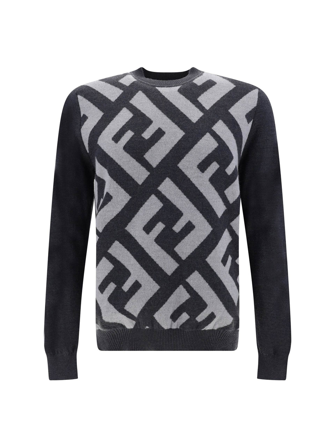 Fendi Schicker grauer Pullover aus Wolle mit ikonischem Logo - Léoré