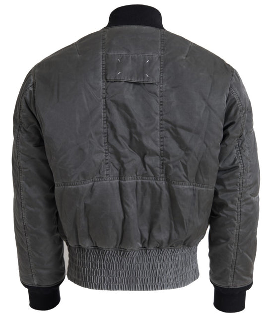 MM6 Maison Margiela Graue Bomberjacke mit Reißverschlusstasche Ärmel