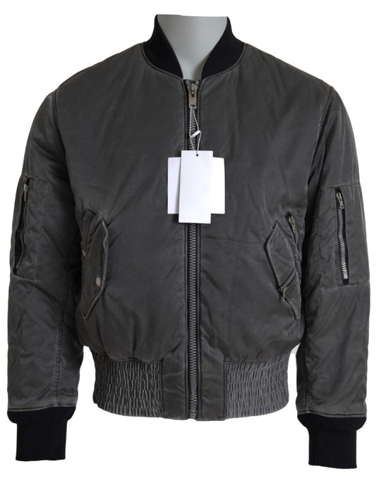MM6 Maison Margiela Graue Bomberjacke mit Reißverschlusstasche Ärmel