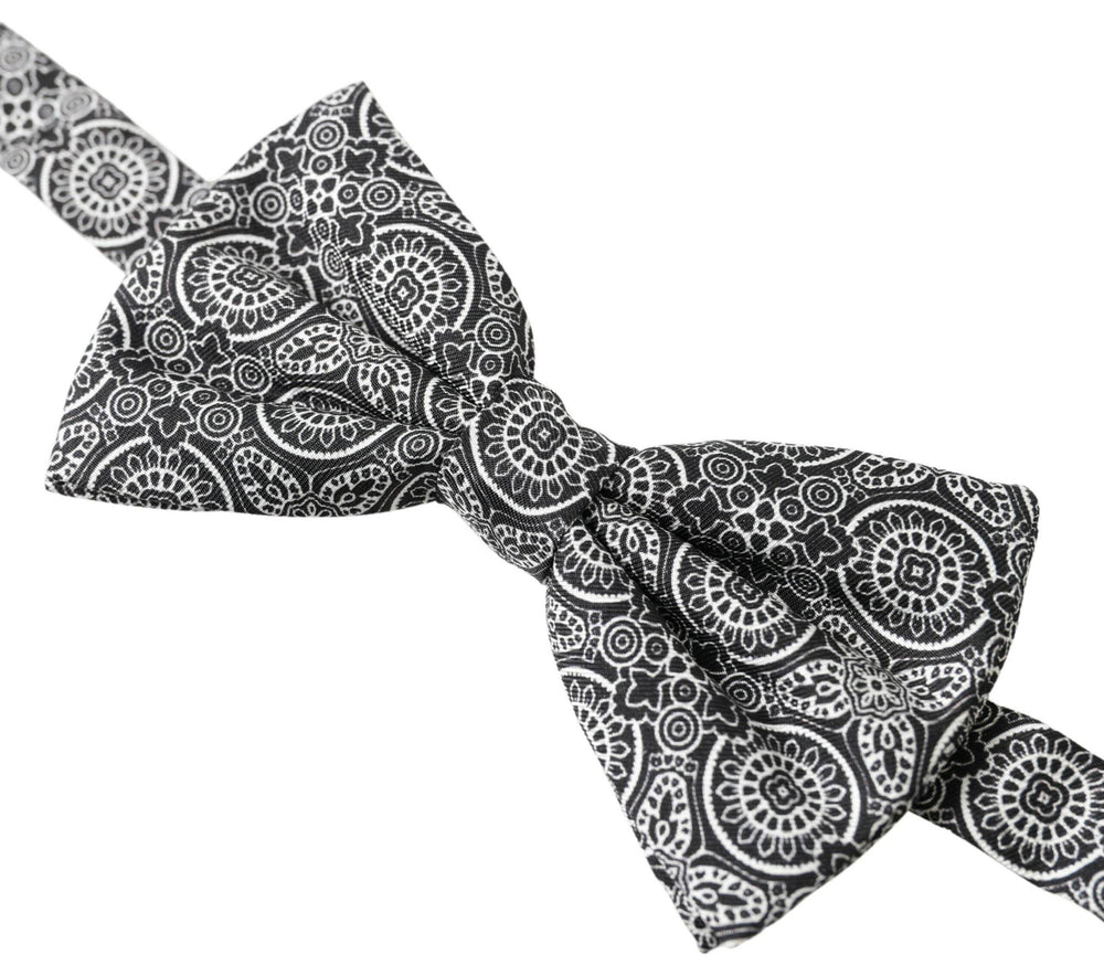 Dolce & Gabbana Elegante schwarz-weiße Seidenfliege - Léoré