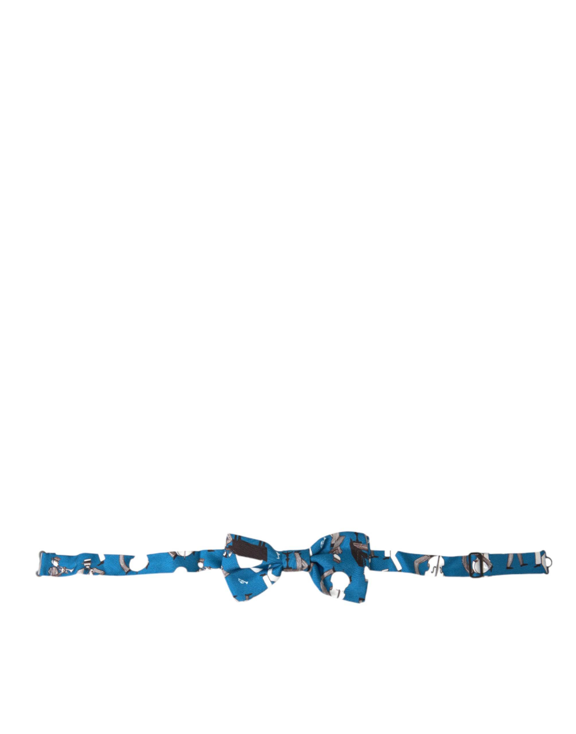 Dolce & Gabbana Elegante blaue Jazz-Club-Fliege aus Seide - Léoré
