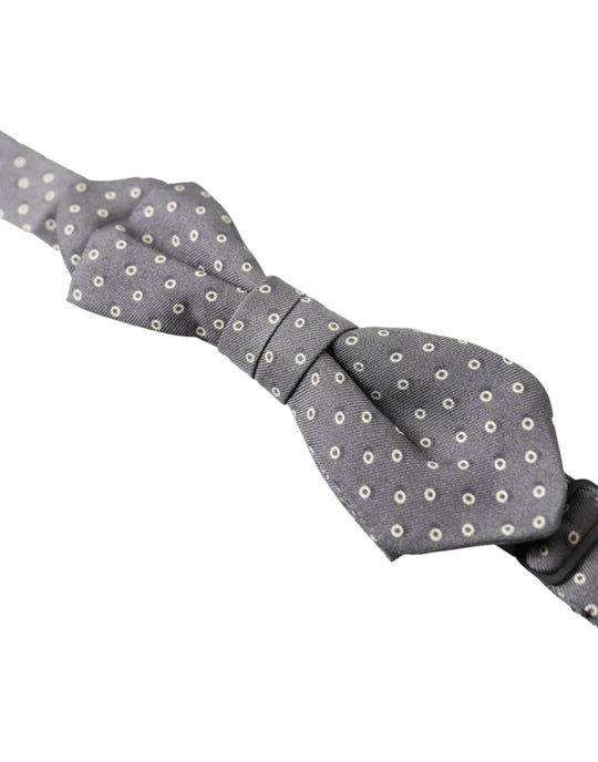 Dolce & Gabbana Elegante Seidenfliege mit grauem Tupfen - Léoré