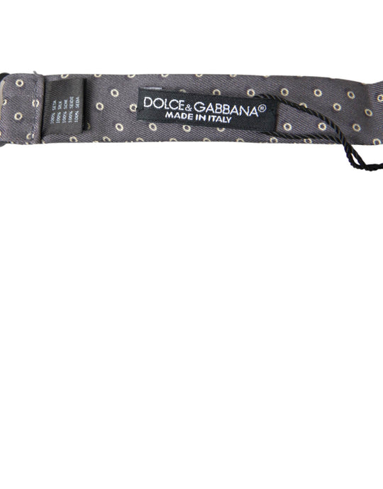 Dolce & Gabbana Elegante Seidenfliege mit grauem Tupfen - Léoré