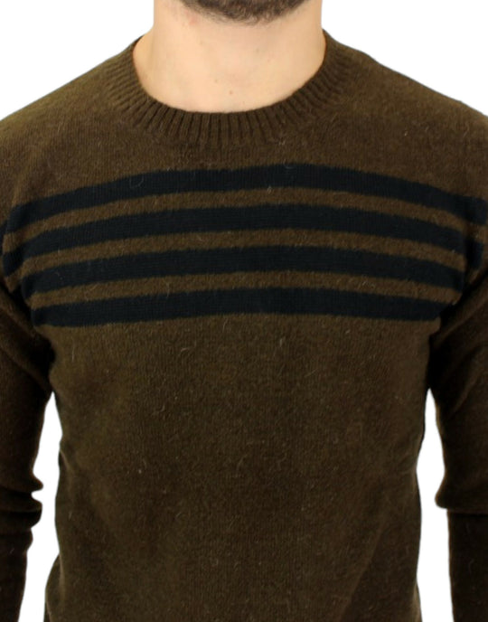 Costume National Braun gestreifter Pullover mit Rundhalsausschnitt