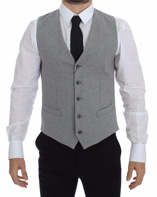 Dolce & Gabbana Elegantes graues Baumwoll-Stretch-Kleid Vest - Léoré