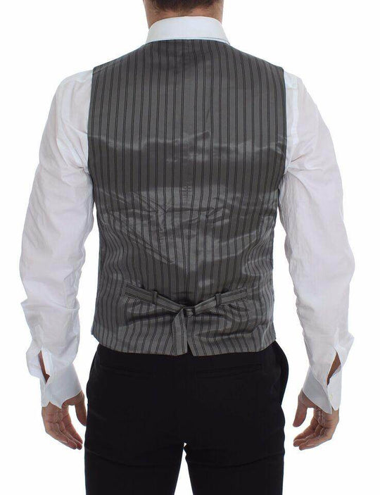 Dolce & Gabbana Elegantes graues Baumwoll-Stretch-Kleid Vest - Léoré