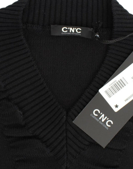 Costume National Schwarzer Wollpullover mit V-Ausschnitt