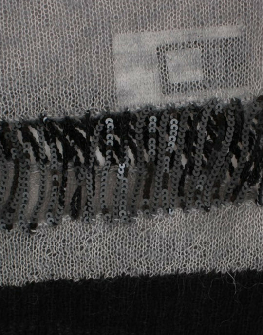 Costume National Grauer verschnörkelter asymmetrischer Pullover