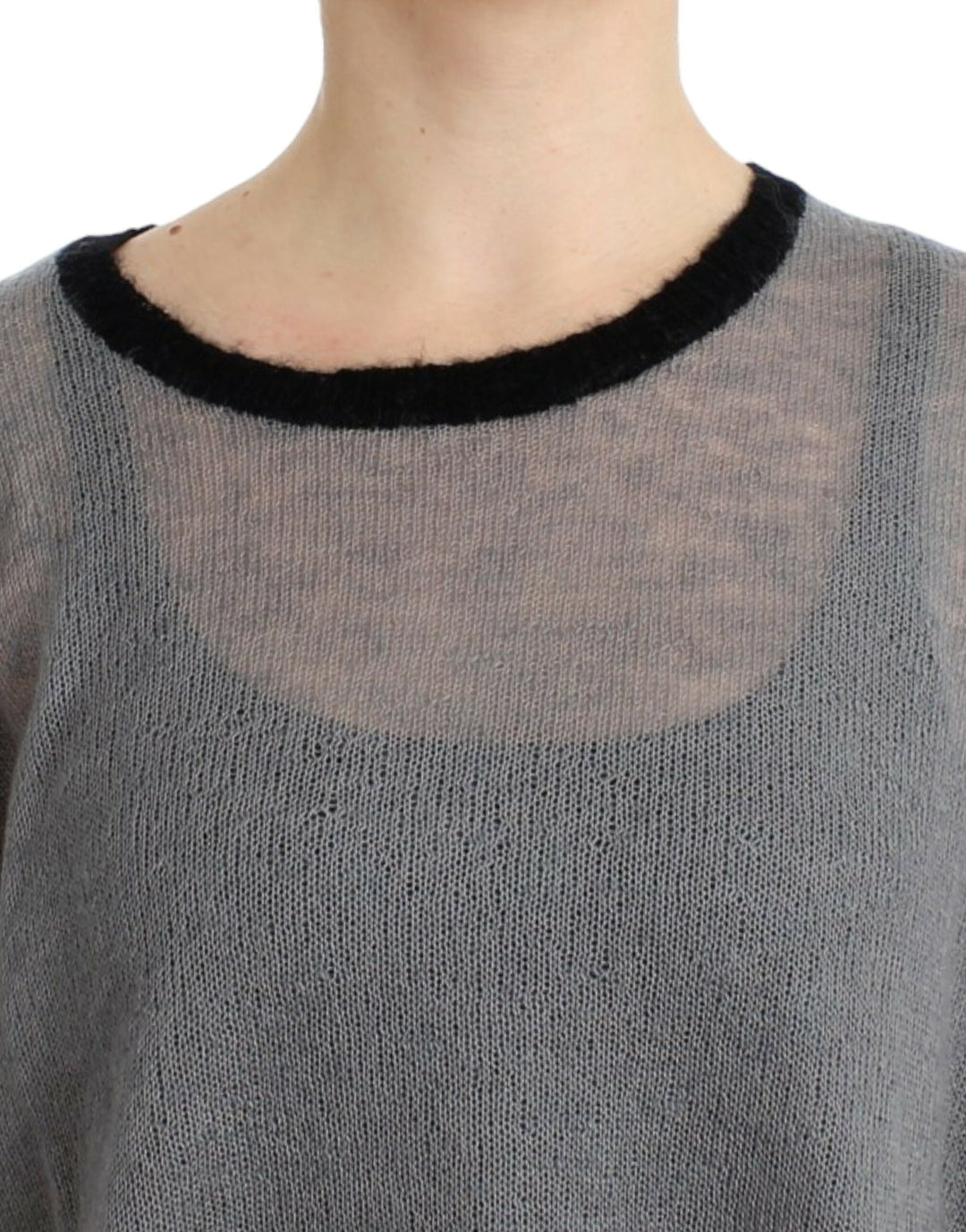 Costume National Grauer verschnörkelter asymmetrischer Pullover