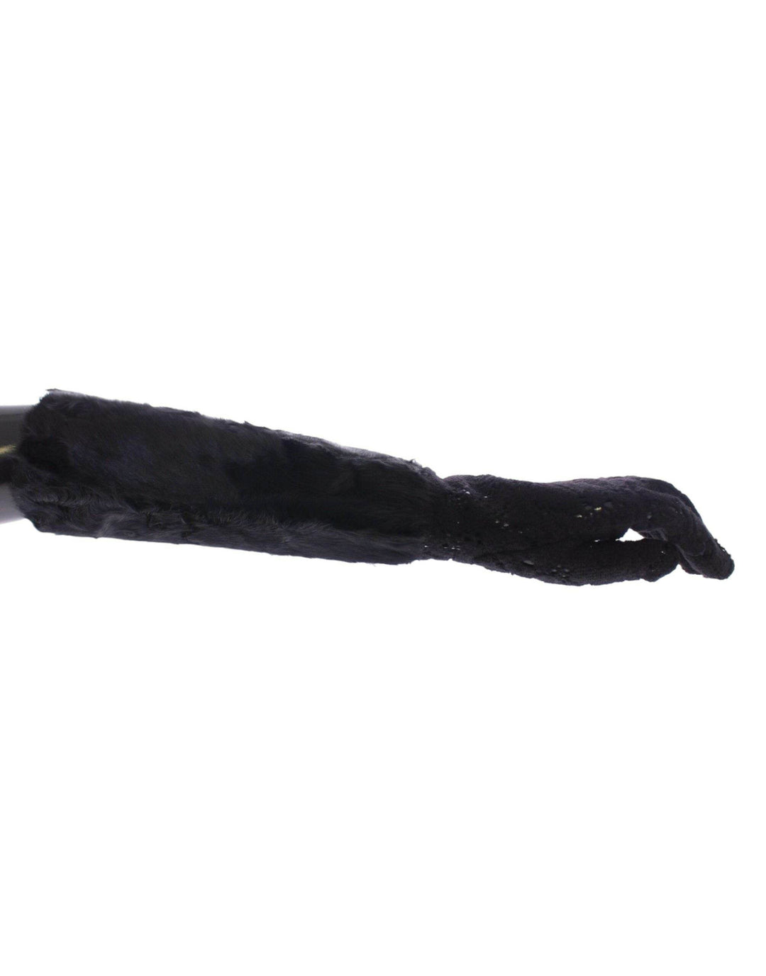 Dolce & Gabbana Schwarze Wollspitzen & Lammfell Ellenbogenhandschuhe - Léoré