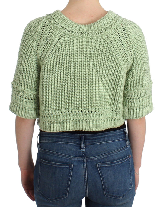 Ermanno Scervino Grüner Cropped Knit Pullover Strickpullover
