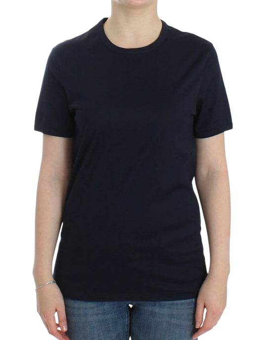 Ermanno Scervino Lingerie Blaues Logo-T-Shirt mit Rundhalsausschnitt aus Baumwolle