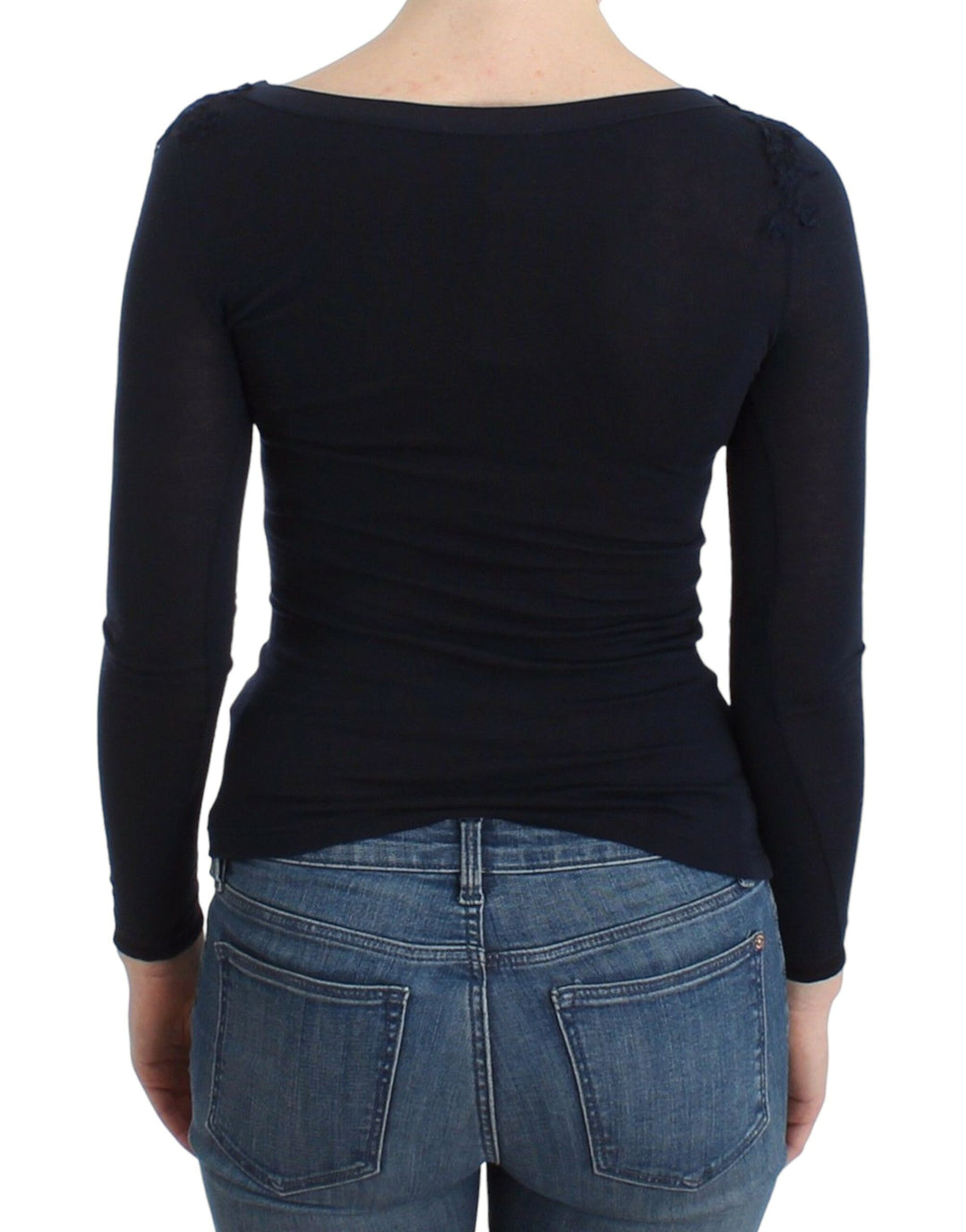 Ermanno Scervino Dessous Blau Top Bluse Pullover Spitze Rayon