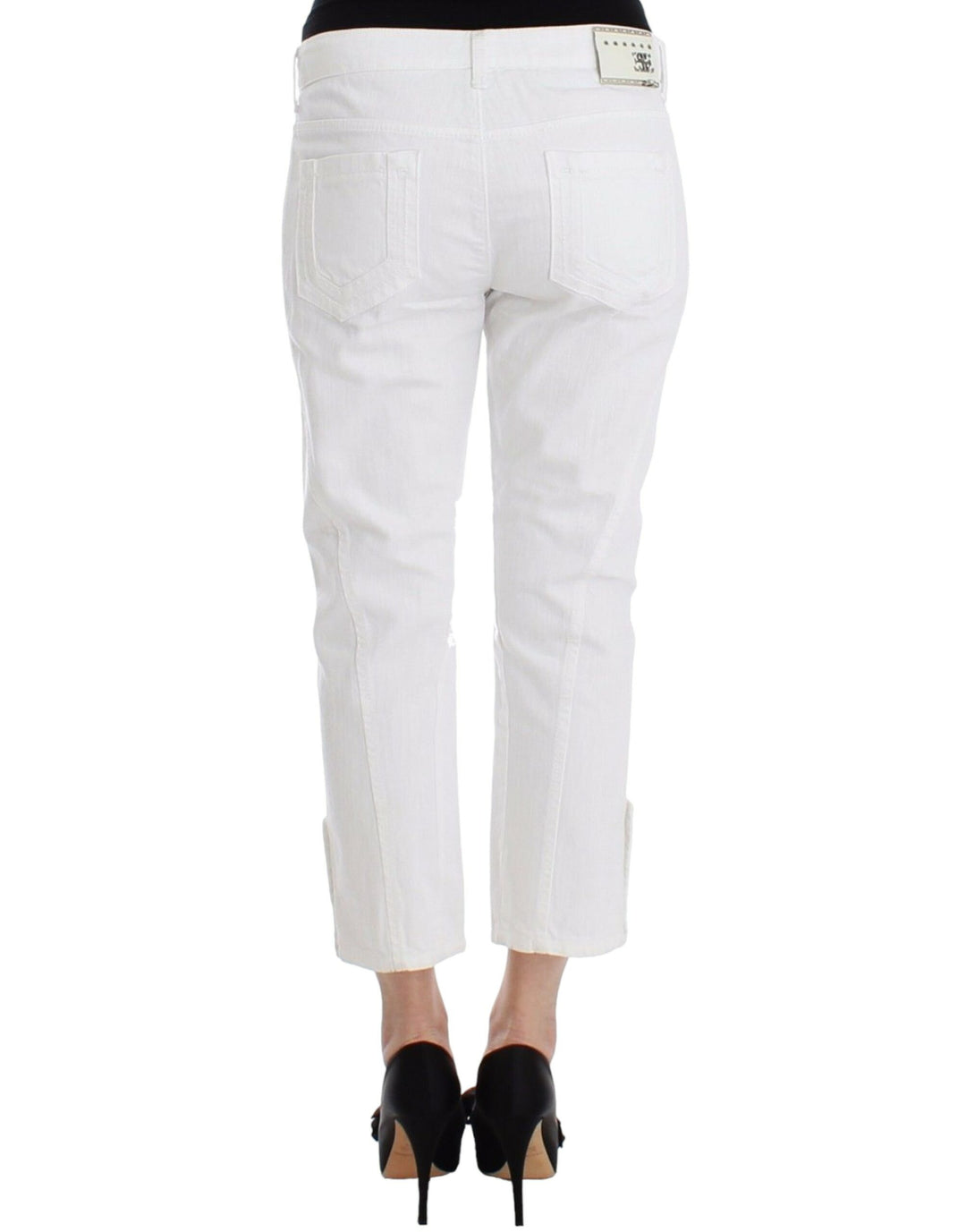 Ermanno Scervino Weiße Cropped Jeans Denim Hosen Branded Capri