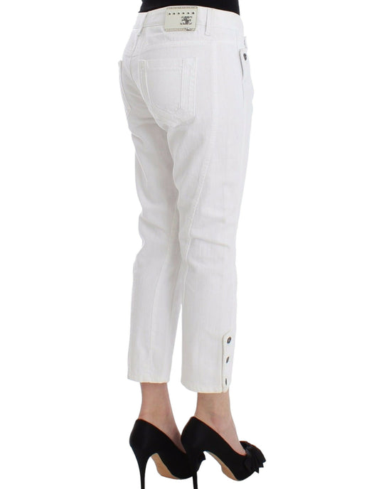 Ermanno Scervino Weiße Cropped Jeans Denim Hosen Branded Capri