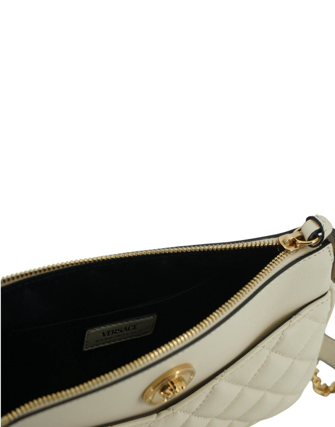 Versace Elegante Crossbody-Tasche aus weißem Lammleder - Léoré