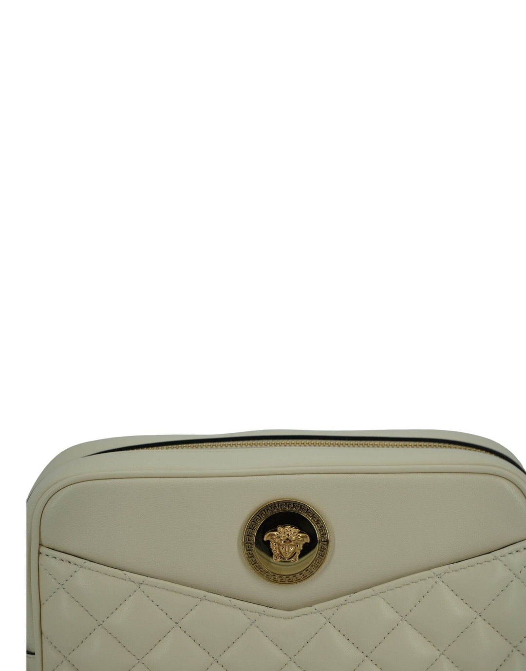 Versace Elegante Kamera-Umhängetasche aus weißem Leder - Léoré
