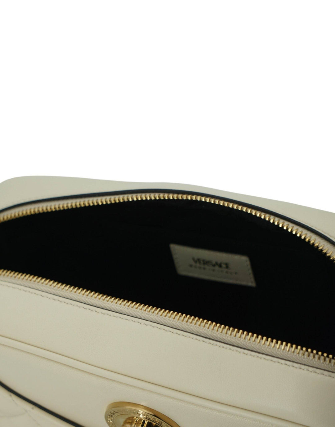 Versace Elegante Kamera-Umhängetasche aus weißem Leder - Léoré