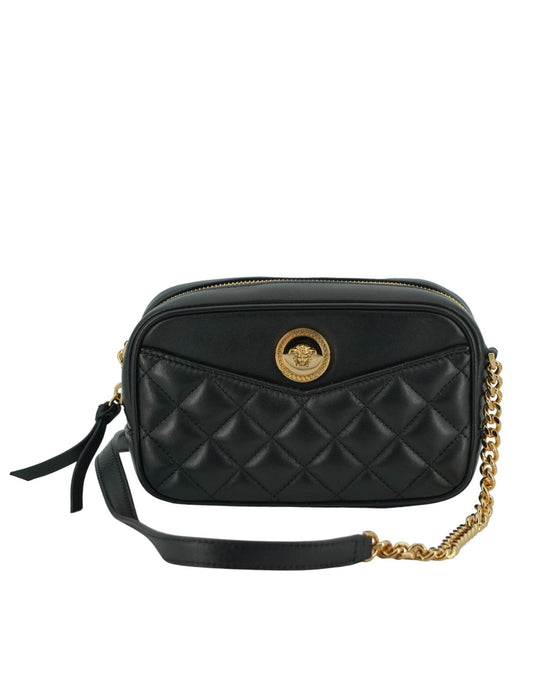 Versace Elegante kleine schwarze Leder-Crossbody-Tasche - Léoré