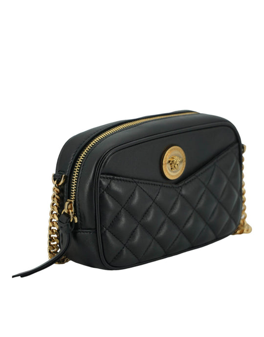 Versace Elegante kleine schwarze Leder-Crossbody-Tasche - Léoré