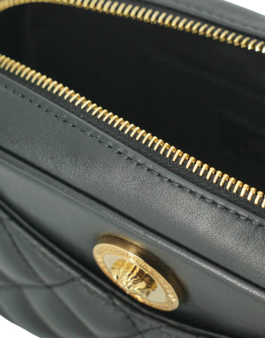 Versace Elegante kleine schwarze Leder-Crossbody-Tasche - Léoré