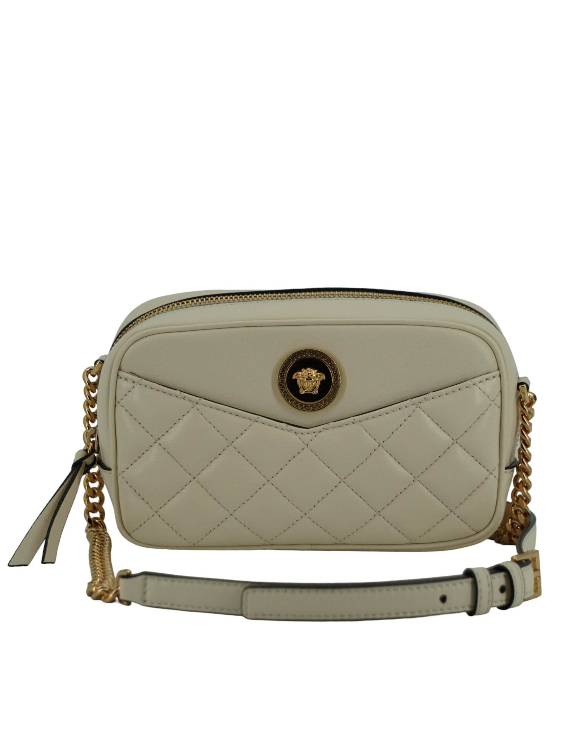 Versace Elegante Kameratasche aus weißem Lammleder - Léoré