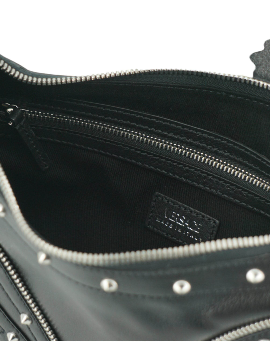 Versace Elegante schwarze Hobo-Umhängetasche aus Leder - Léoré