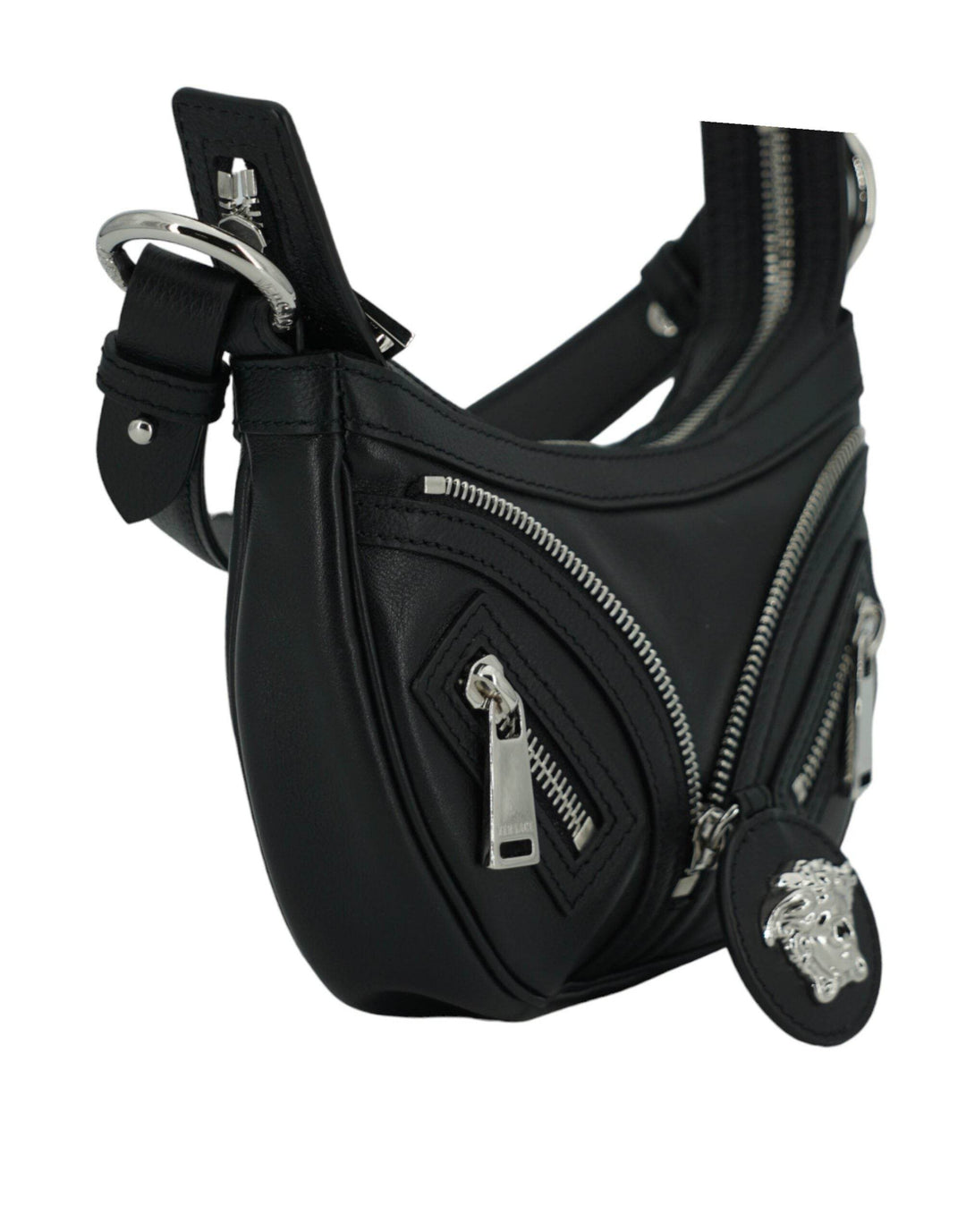 Versace Elegante schwarze Mini-Hobo-Umhängetasche - Léoré