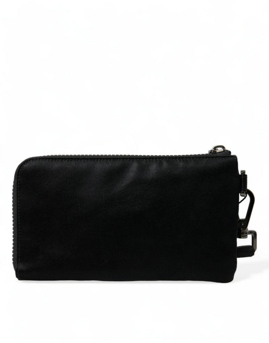 Dolce & Gabbana Elegante schwarze Nylon-Ledertasche mit silbernen Details - Léoré