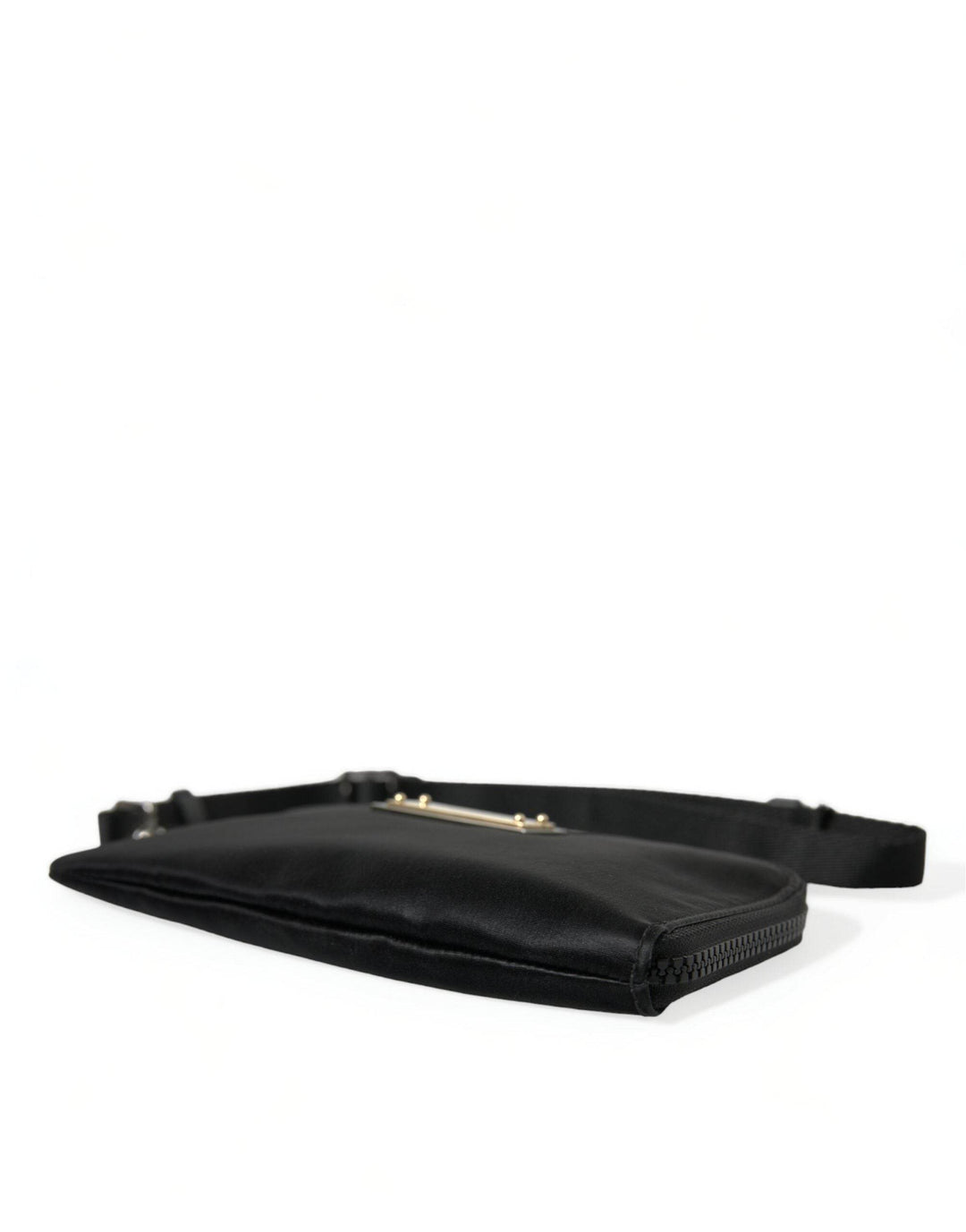 Dolce & Gabbana Elegante schwarze Nylon-Ledertasche mit silbernen Details - Léoré