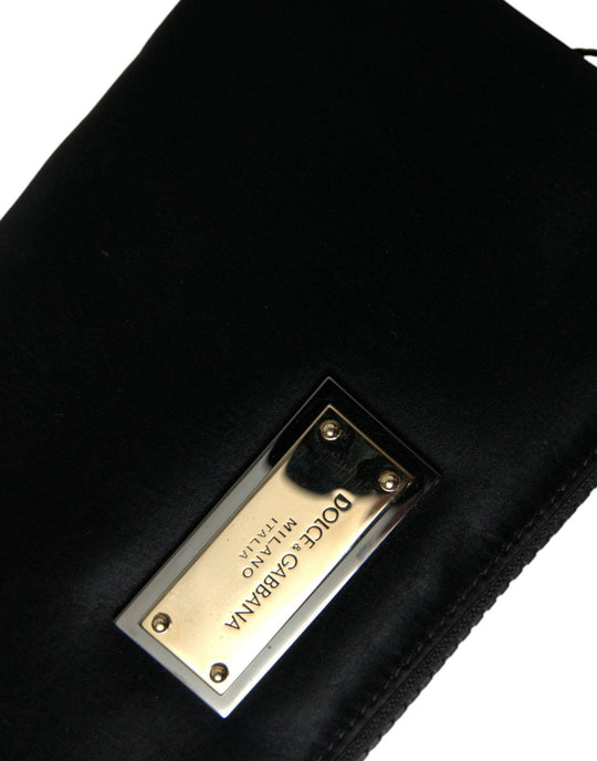 Dolce & Gabbana Elegante schwarze Nylon-Ledertasche mit silbernen Details - Léoré