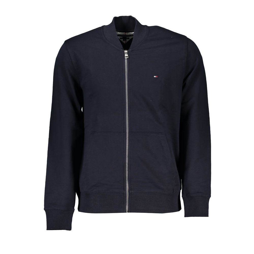 Tommy Hilfiger Schlichtes blaues Sweatshirt mit Reißverschluss und Stickereidetails - Léoré