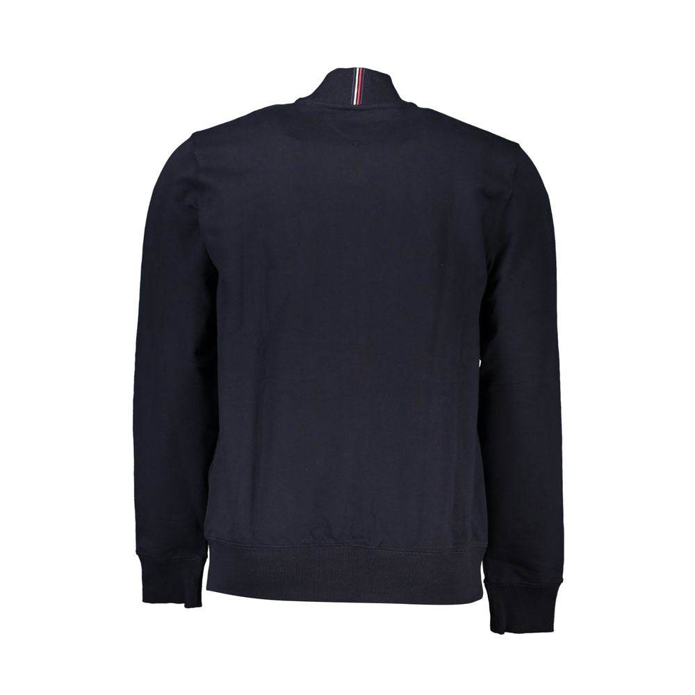 Tommy Hilfiger Schlichtes blaues Sweatshirt mit Reißverschluss und Stickereidetails - Léoré